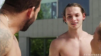 Outdoor 3some with a flexible young blonde Alexa Flexy and two men videos