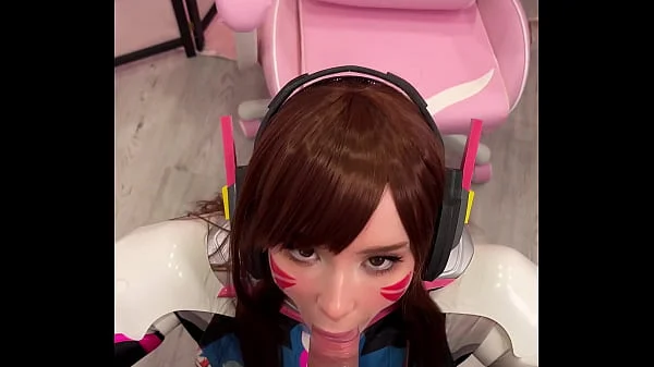 Tiktoker Girl Cosplay D.Va from Overwatch and Sucks Dick till Facial videos