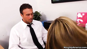 An awesome blonde with big boobs Kristal Summers jumps on a big cock videos