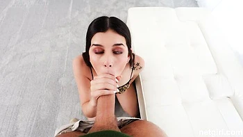 Two men with large dicks fucked a gorgeous long-legged brunette Lily videos