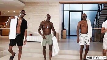 Awesome interracial gangbang with a hot MILF Penny Barber videos