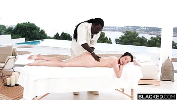 Outdoor interracial sex in the cowgirl pose with a hot brunette Milena Ray videos