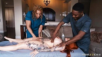 Stunning FMM interracial fuck with a sexy redhead Xwife Karen videos