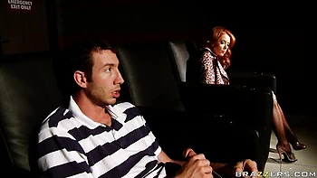 Office fuck in the cowgirl pose with a busty redhead Janet Mason videos