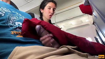 Katty West - Risky Public Handjob Until Huge Cumshot In Airplane - Almost Caught videos