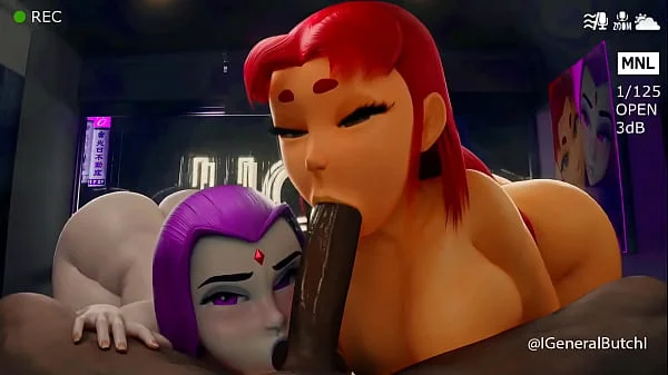 Starfire & Raven Sucking BBC (generalbutch) videos