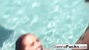 An Interracial Poolside Threeway With Big Boobed Gianna videos