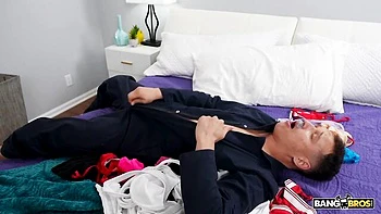 Hard sex in the cowgirl pose with a busty brunette Brandy Salazar videos