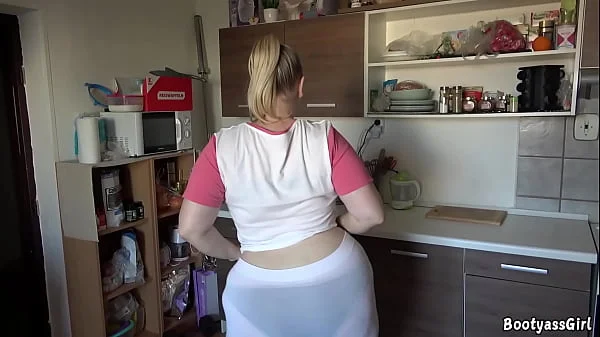 Sex with a horny chubby in the kitchen videos