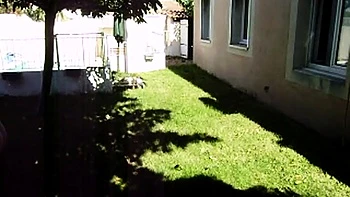 Outdoor solo masturbation scene with curly blonde videos