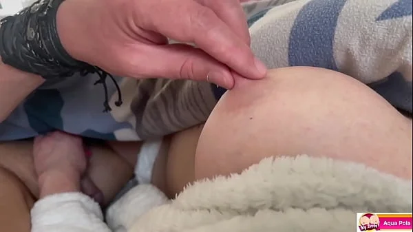 Hand Job with a lot Cum on Big Tits when He Play with My Nipples videos