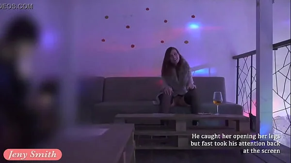 Jeny Smith teasing a stranger. Then he strokes her in a Night Club videos