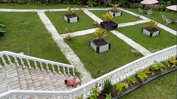 Martina is recorded from afar by a fan while she masturbates in public videos