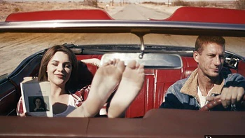 Two sexy babes shared cock in 69 pose while riding a car videos