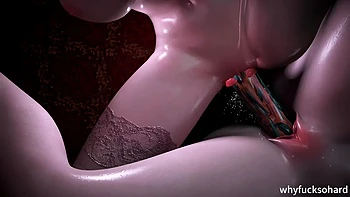 3D Two Horny Sexy Lesbians Sharing a Big Sex Toy videos