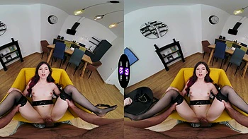 Hot brunette teen Luna Lynx rides huge cock in vr with amazing view videos