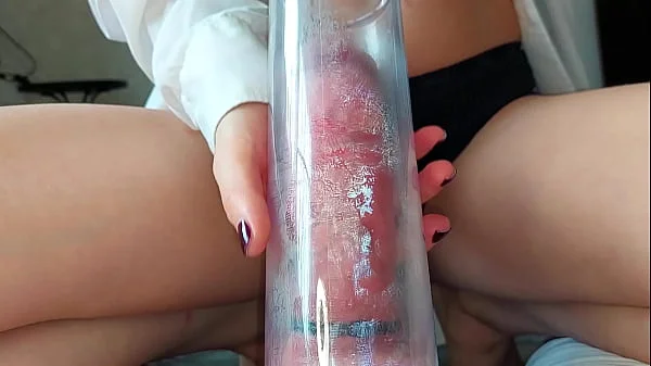 The mistress enlarges the dick with a vacuum pump a lot of sperm (Squirt Orgasm 69) videos