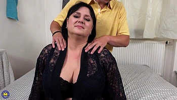 Huge Breasted Mature Cougar Gets A Massage From A Young Guy And Then Some videos