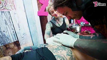 Big Dick Tattooed Couple Foursome - Anuskatzz & Merry4fun Anal & Double Blowjob videos