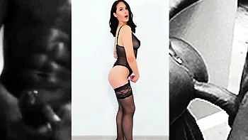 Sexy brunette babe in lingerie and stockings toys pussy videos