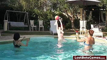 Lesbian Teens Play Strip Volleyball Game on Beach - 18yo Babes Get Naked After Losing Bet videos