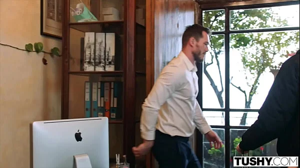 TUSHY Stunning Nancy seduces coworker for her anal fantasy videos