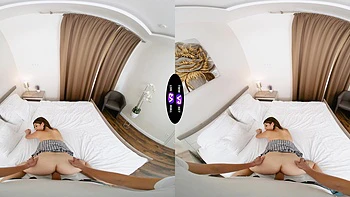 Two sexy babes ride a big dick in a steamy virtual reality scene videos