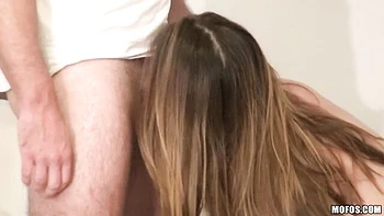 Slender and young model Thena Sky penetrated in the cowgirl pose videos