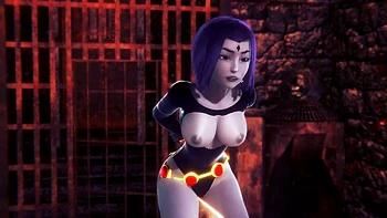 Raven takes a ride on the Wooden Pony BSDM : Titans Porn videos