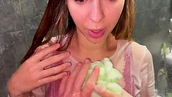 Step Mom Makes Me Cum While Washing My Big Cock - Busty MILF Blowjob POV videos