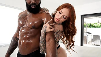 Redhead hottie Lacey Jayne gets oiled and fucked hard. videos