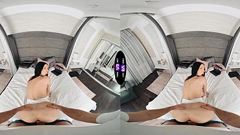 Virtual reality sex with a gorgeous brunette teen Jasmine Jayne on the bed videos