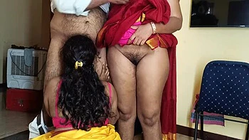Homemade Indian Housewife Threesome - Tamil Maid & Teacher Fuck in 4K videos
