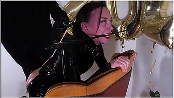 Anakatana Spanked Hard in Latex Dress, Hardcore BDSM videos