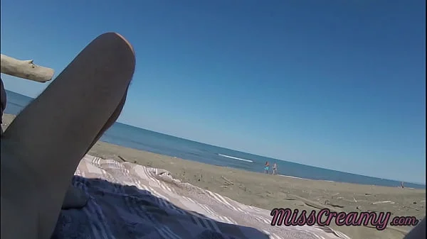 Strangers caught my wife touching and masturbating my cock on a public nude beach - Real amateur french - MissCreamy videos