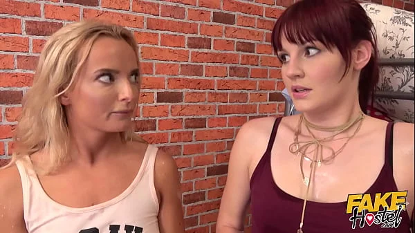 Fake Hostel - Hot and Sweaty Lesbian MILF with natural tits seduces two straight licking and fingering them to orgasm after getting them to lick honey from her wet naked body videos