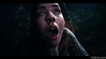 Tattooed Babe Gets Creampied & DP in Haunted Forest videos