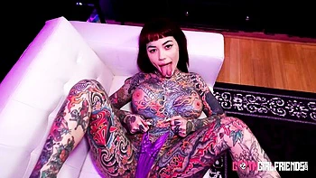 Tattooed goth chicks sucking big cock and teasing videos