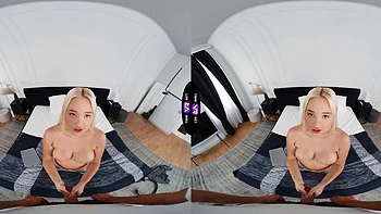 Blonde teen Jessie Ames rides huge cock in VR videos