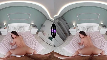 Teen Lola fucks her big natural tits in VR videos