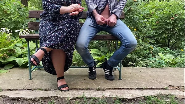 Handjob outdoors in the park videos