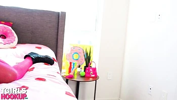 Trans girl Cloudy Vi solo masturbates with dildo and anal toy videos