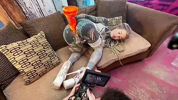 Tattooed petite babe solo anal masturbation with dildo videos