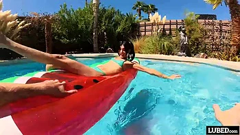 Laynee James Soaks Her Pussy In The Pool Before Getting Filled by LUBED: Porn videos