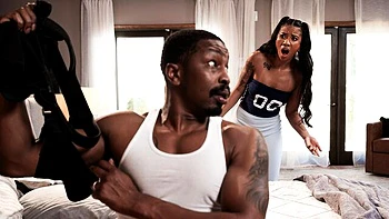 Hard interracial dick-riding with an awesome ebony Ameena Green videos